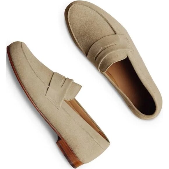 Bobbies Men's Stanley Beige Suede Leather‎ Penny Loafers Size 40 - Picture 1 of 7